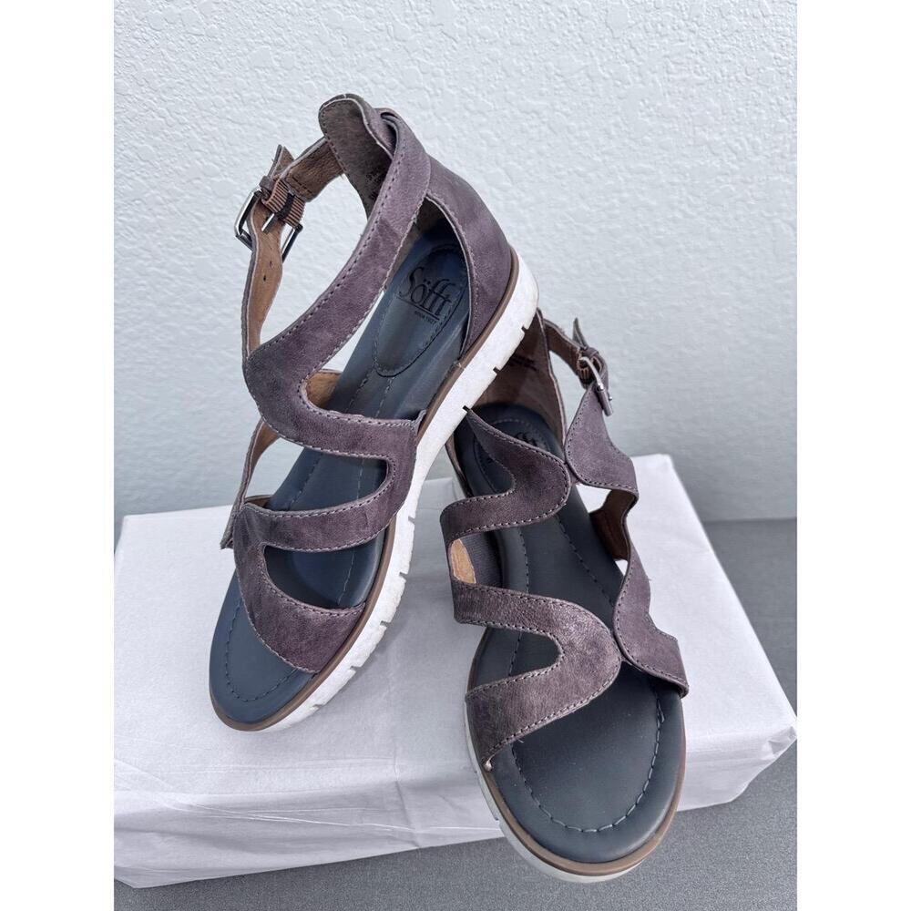 Söfft Sandals Womens 6 Strappy Leather Comfort Taupe Brown Buckle Boho Summer